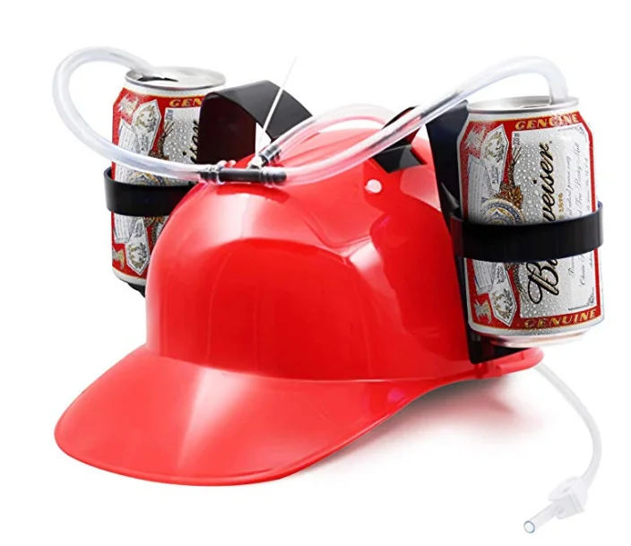Guzzler Drinking Helmet Can Holder Drinker Hat Cap with Straw for Beer and Soda Party Fun Red Beer Hat