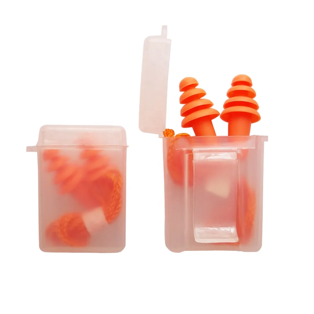 P8-3 Safety Silicone  Audition Swimming Earplugs Soundproof Shooting Ear Plugs Plastic case Clip Box