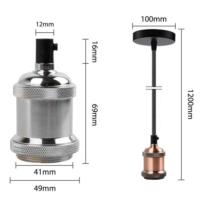Antique E27 Lamp Base Vintage Aluminum Shell Lamp Holder Screw with Switch Fitting Adapter