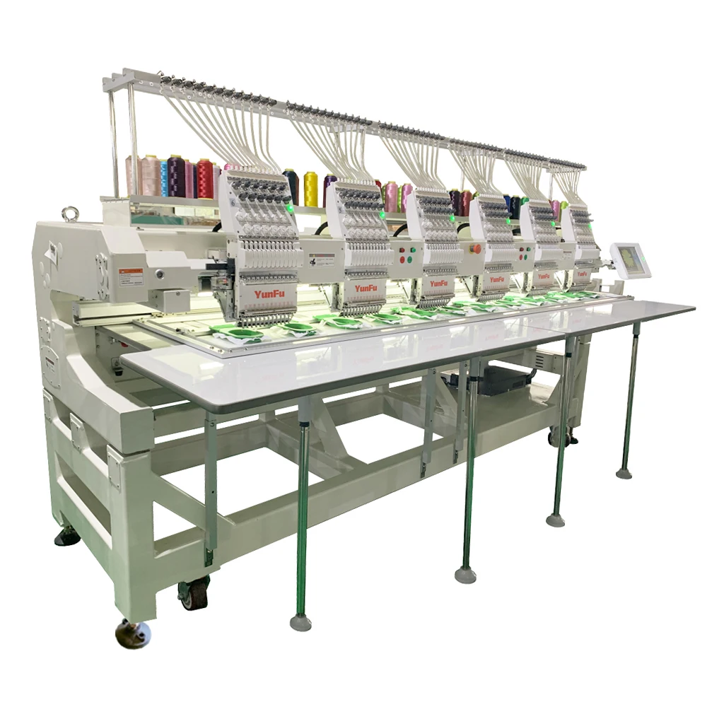 YUNFU industry machinery 6 head embroidery machine price high speed for factory flat hat clothes embroidery