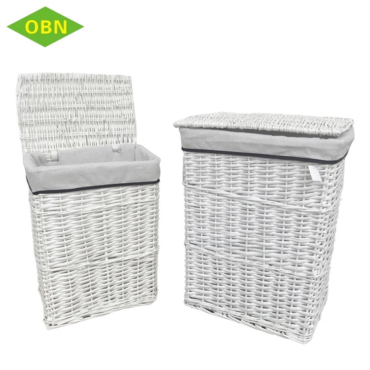 Home clothing toys organizer round woven grey rattan wicker laundry storage basket