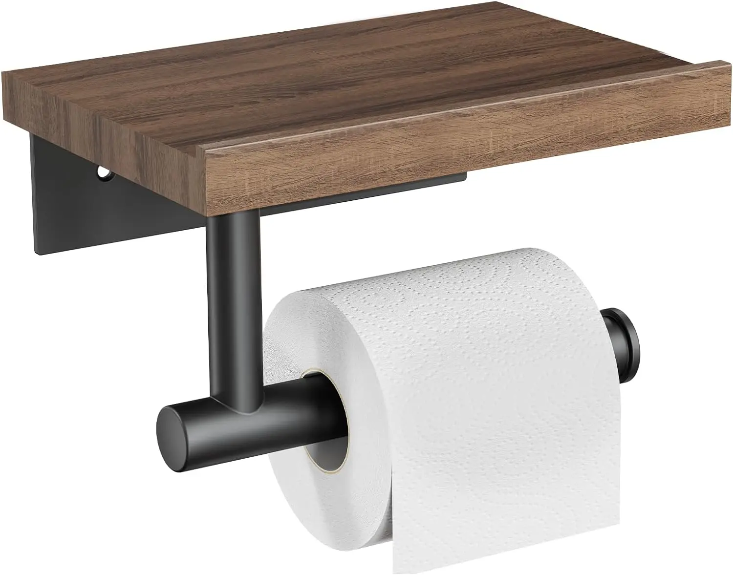 Держатель туалетной бумаги с деревянной полкой деревянный настенный держатель рулона салфеток Матовая нержавеющая сталь аксессуары для ванной комнаты
