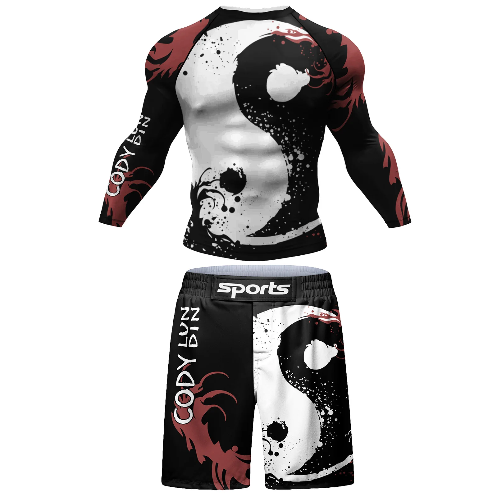 Mens Compression MMA Rashguard Boxing Sets GYM Bjj Jiu Jitsu Breathable Muay Thai Shorts Fitness Men Boxing Clothes