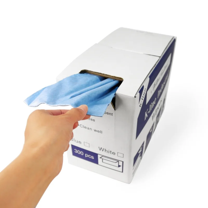 Custom Blue Lint-Free Industrial Cleaning Wipes 300pcs/Box Folded Nonwovens Cloth