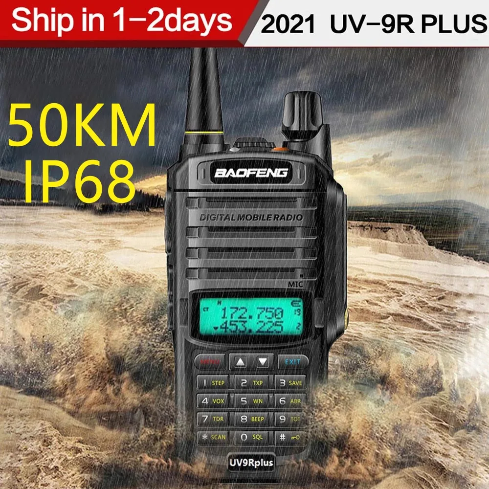 2021 Baofeng UV-9R плюс Водонепроницаемый IP68 иди и болтай Walkie Talkie “иди высокой мощности CB; Большие размеры 30-50 км дальность UV9R портативный двухстороннее
