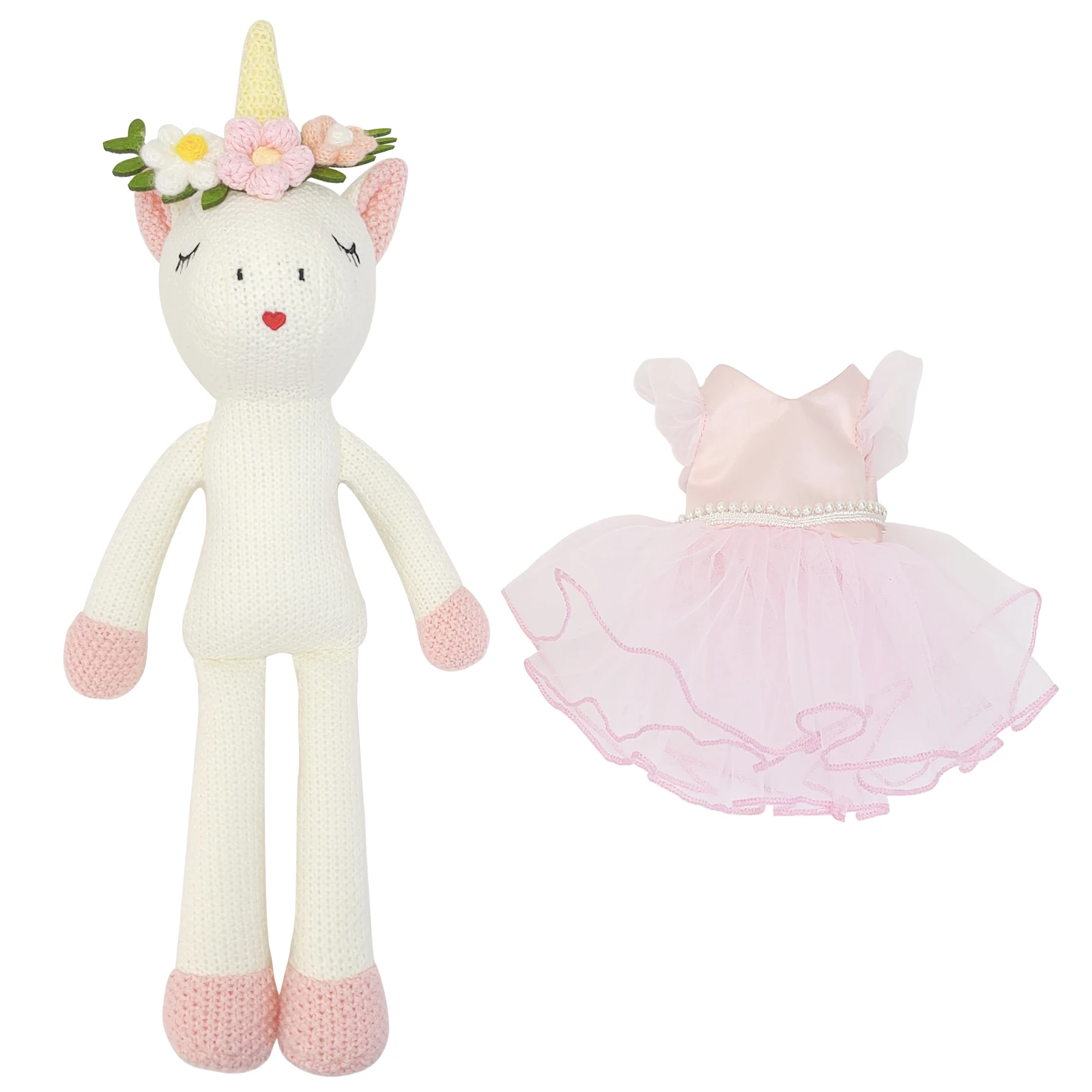 Factory Price Handmade Soft Knit Baby Stuffed Animals Unicorn Soft Knit Doll Toy for Girl