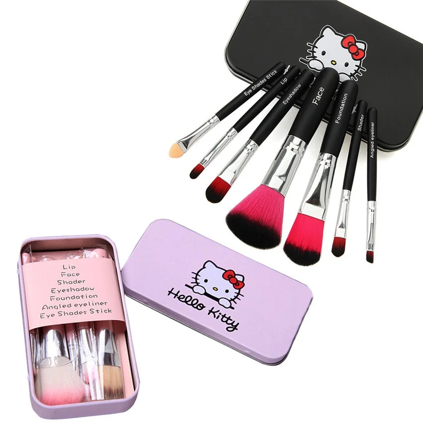 
 Набор розовых кистей для макияжа hello kitty, 7 шт.  