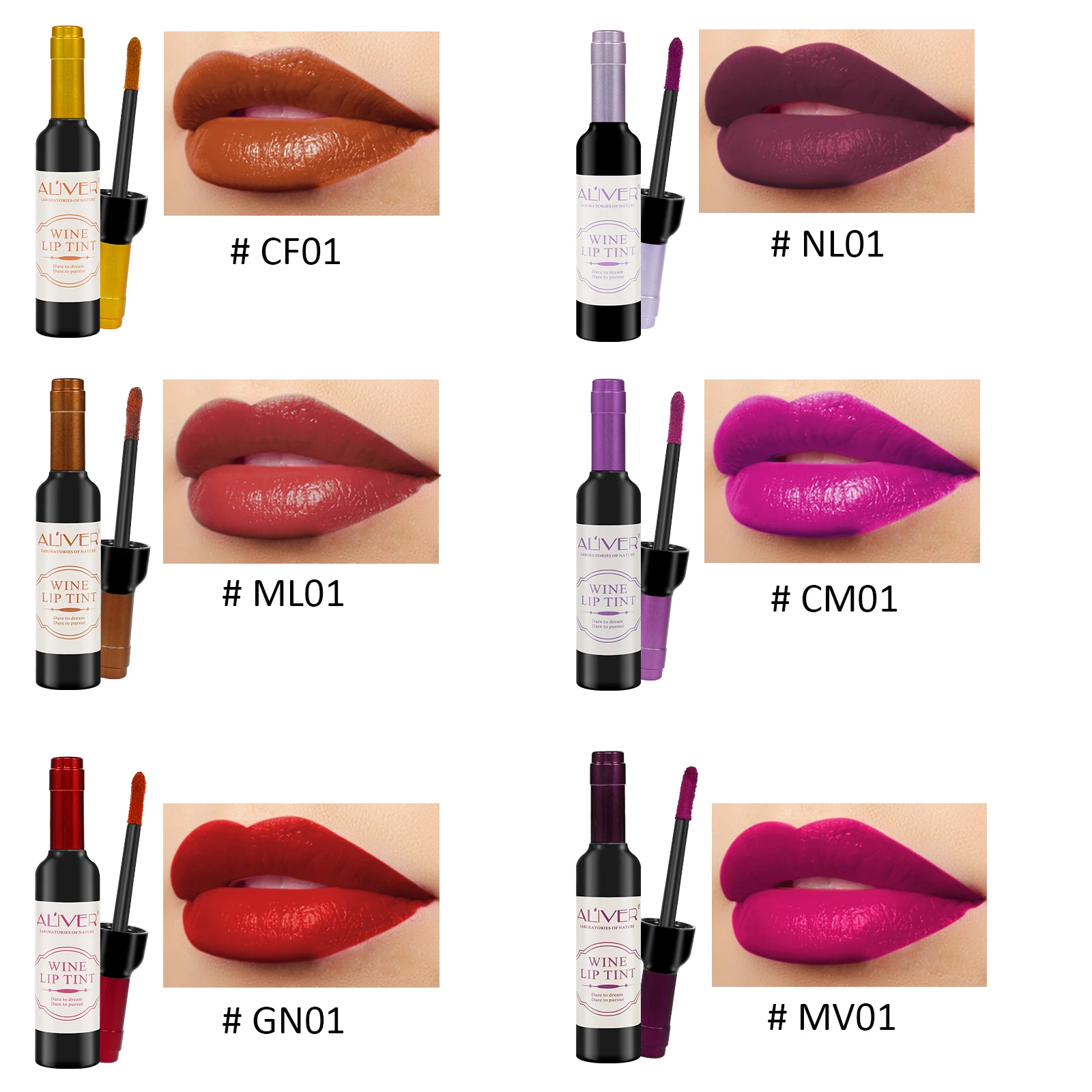 ALIVER 6 Colors Matte Liquid Lipstick Wine Lip Tint Waterproof Natural Long Lasting Lip Gloss Mini Makeup Lipsticks