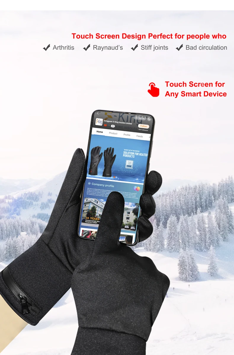 Winter Rechargeable battery heated gloves,thin riding gloves for men women, Heated electric Glove Liners with Touch Screen