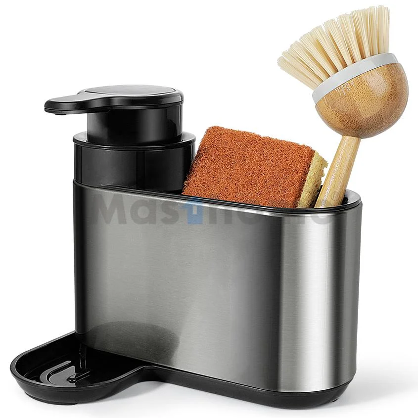 Masthome Stainless Steel Kitchen Soap Caddy Sink Organizer Brush Sponge Holder Soap Dispenser Drying Caddy