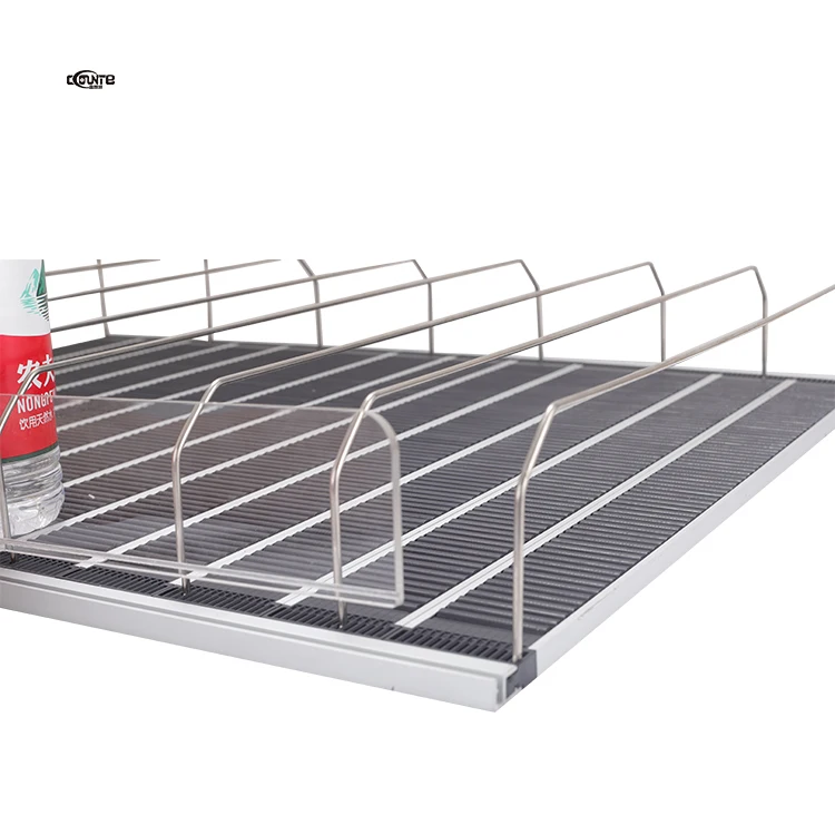 Supermarket High Quality Flex Gravity Drink Bottle Shelf Pusher Roller Track For Sliding Shelves System
