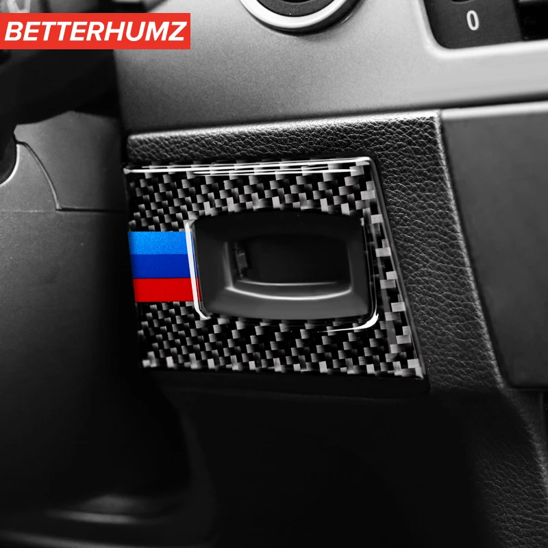Carbon Fiber Car Decorative Trim M Performance Auto Stickers Key Hole Frame Ignition Switch Cover Trim For BMW E90 E92 E93