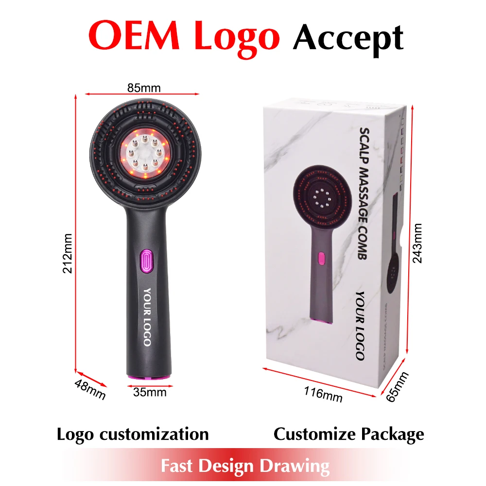 Electric Hair Scalp Massager Brush for Hair Growth Oil Applicator Massage Comb Red Light Devices