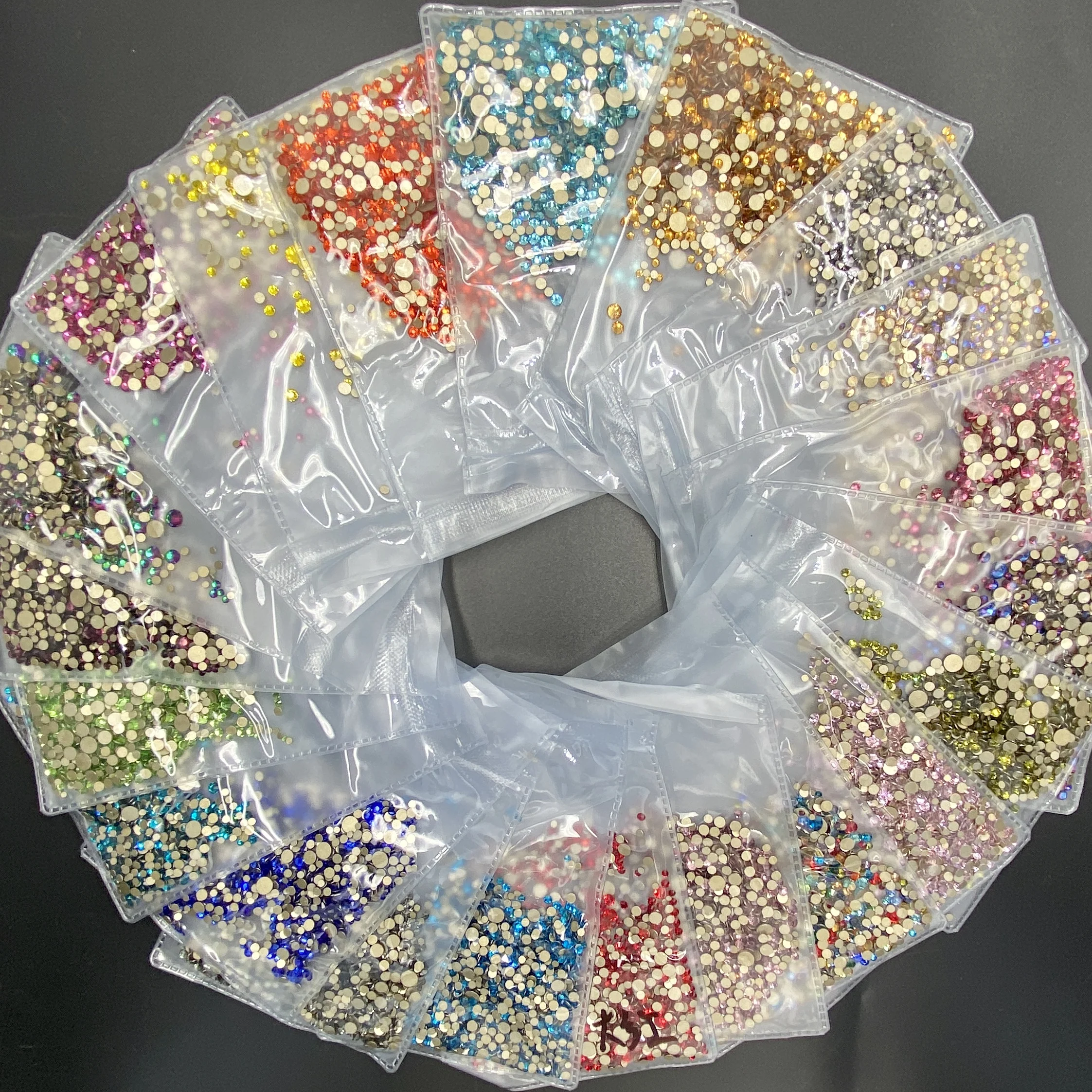 Mix Size SS4 6 SS8 SS10 SS16 SS20 SS30 AB Crystal Strass Non Hotfix Glass Stones Wholesale Flatback Crystal Rhinestones
