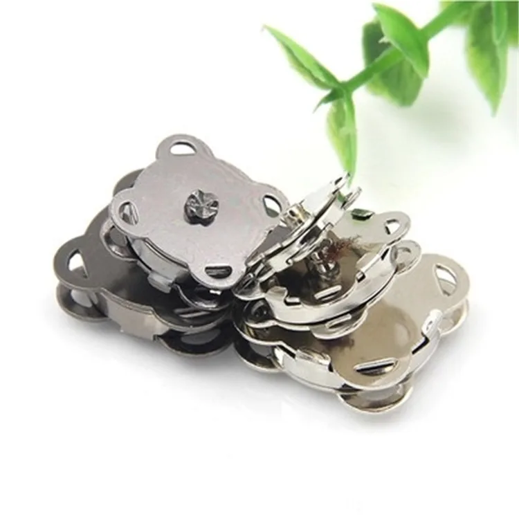 Flower 4 Holes Square Bag Clothing Custom Hidden Magnetic Snap Clothes Metal Sewing Magnet Button