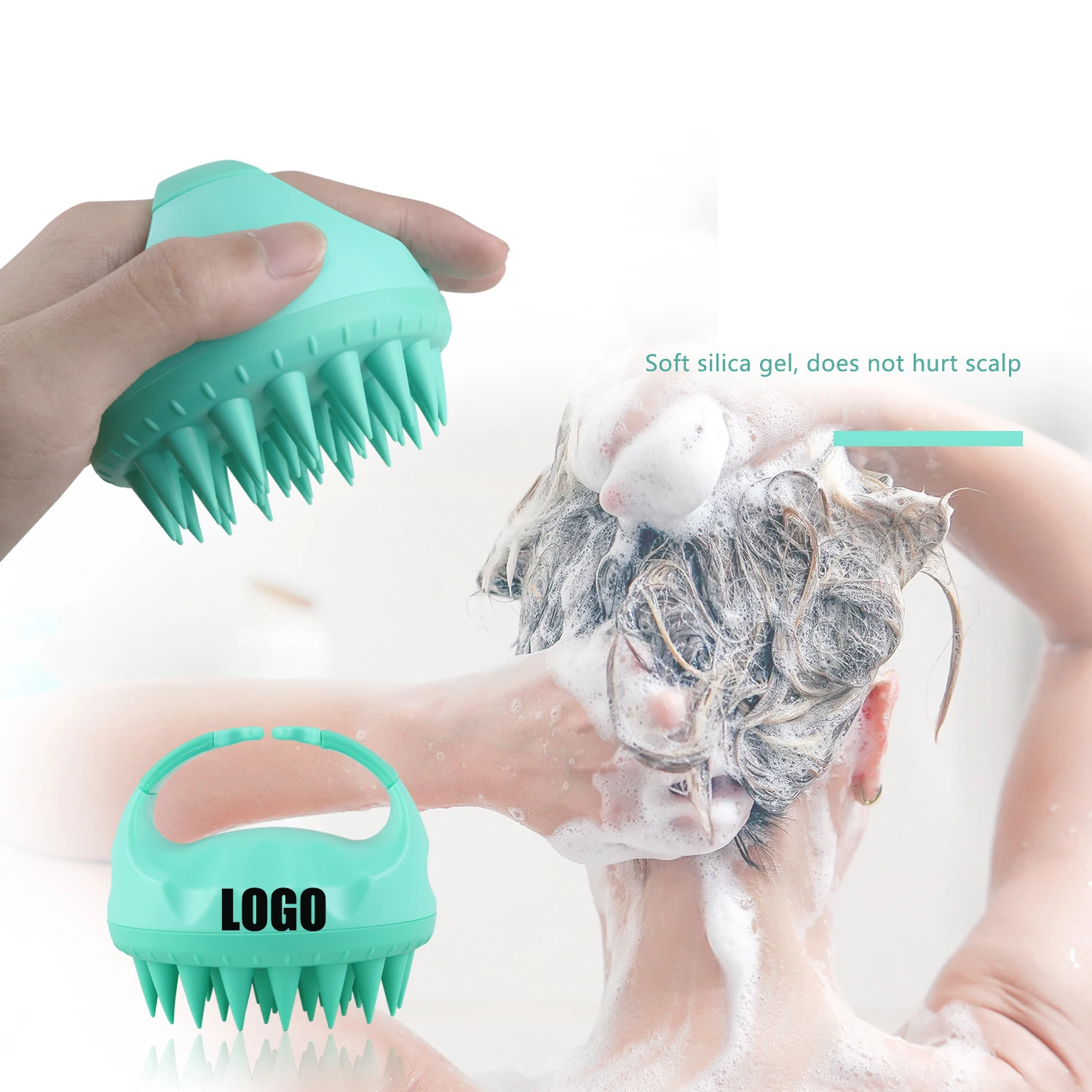 New Arrivals Custom LOGO/Color Salon Hair Care Accessory Silicone Scalp Scrubber Massage Hair Brush Shampoo Brush Scalp Massager