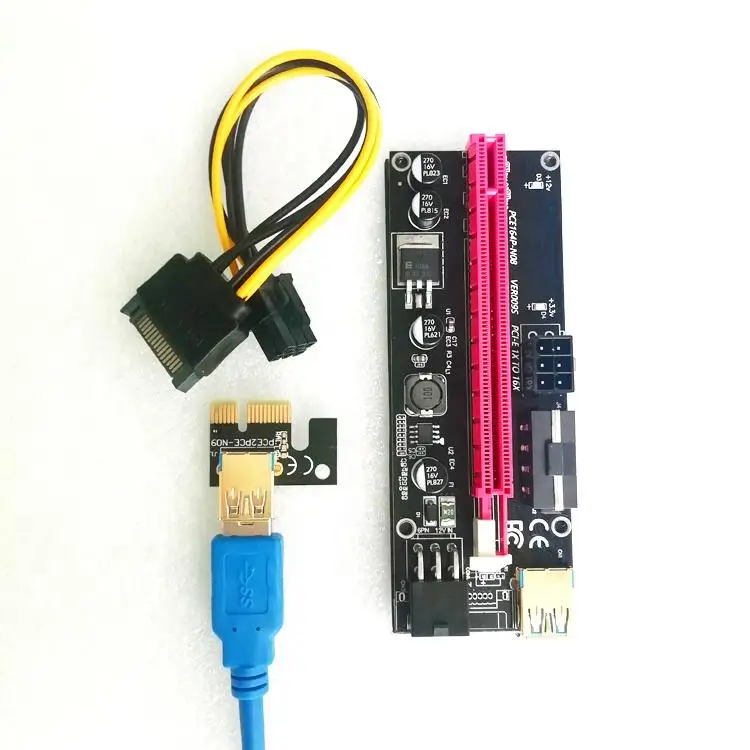 Stock offer YZYAYZY PCIe 1X to 16X Riser Card ETH mining pci-e riser 6 pin 60cm USB3.0 cable VER 009 009S v009