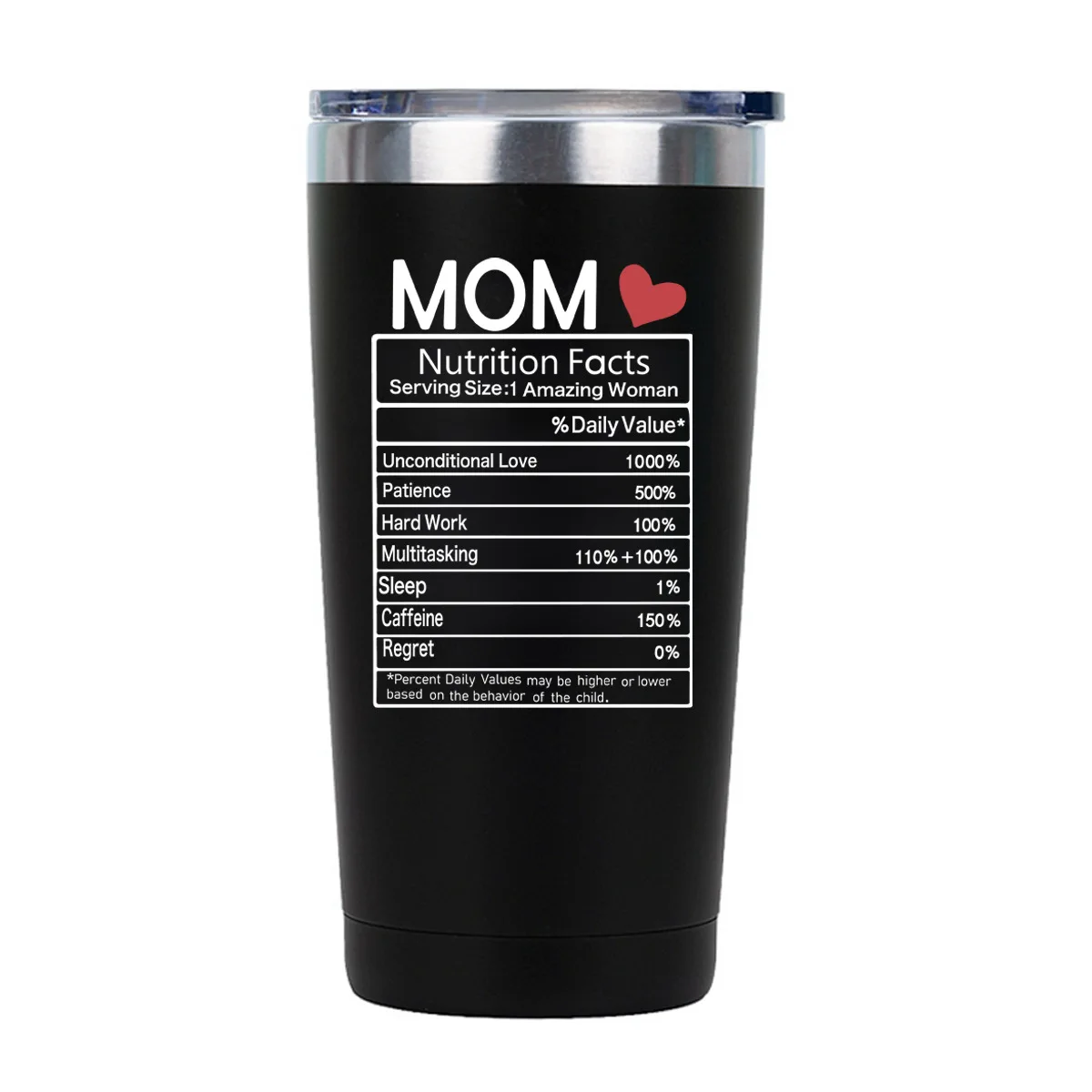 MOM Nutrition Facts Mothers Day Gifts Mug 20OZ Car Cup Thermos Cup Stainless Steel Tumbler