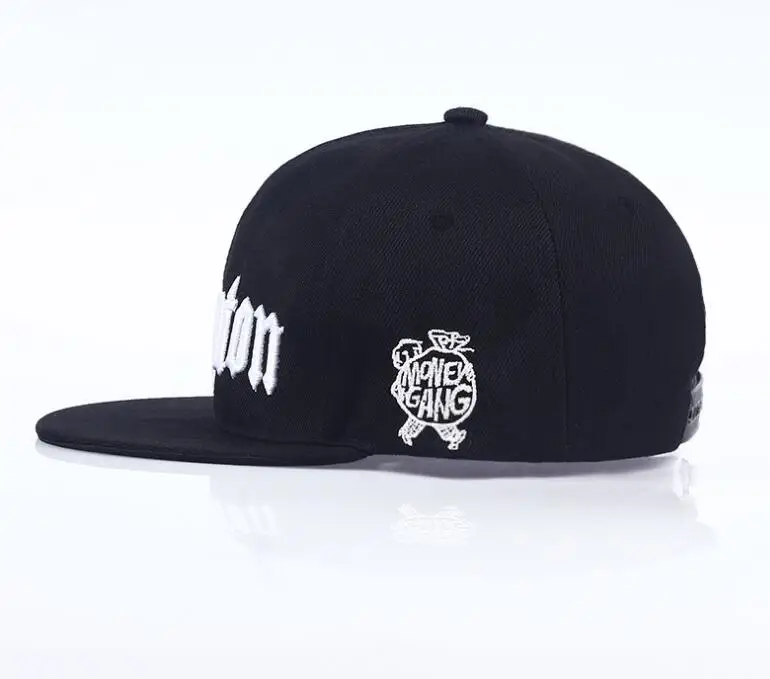 Snap back Caps Outdoor Cotton/Polyester Hip hop Hat Cool Street Dance Hats Custom Embroidery Logo for Adult Unisex with sticker