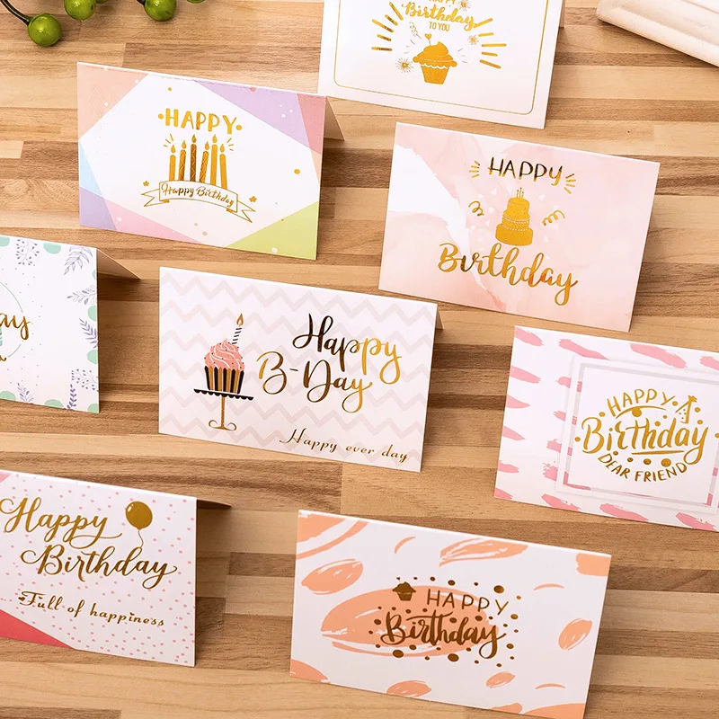 Bronzing Birthday Greeting Card Flower Shop Baking Shop Hand Gift Girlfriend Gift Greeting Card