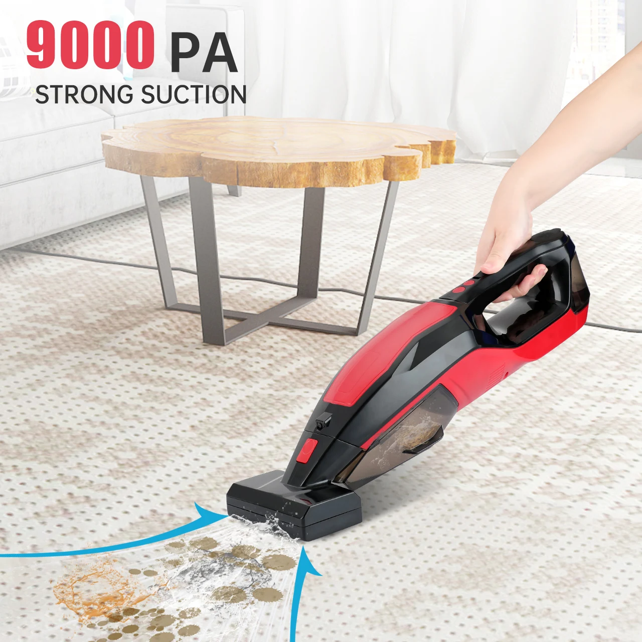 9000Pa Hign Suction Power Than Bissel Portable Or Car Wet And Dry Vacuum Cleaner, Sucking Water And Liquid