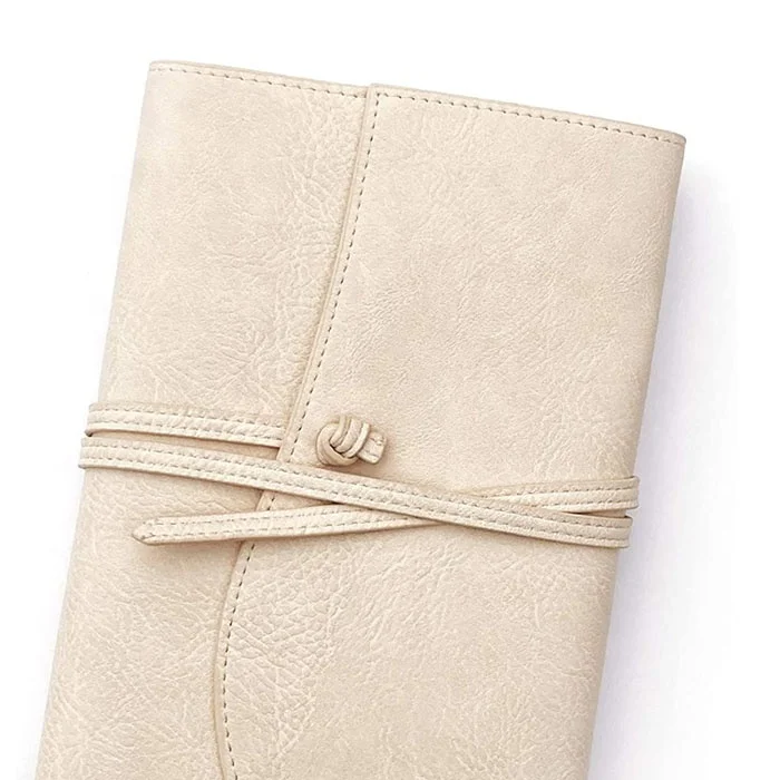 Aesthetic Notebook Cover Wholesale Leather Notebook High Quality Beige Notepad with Leather Strap