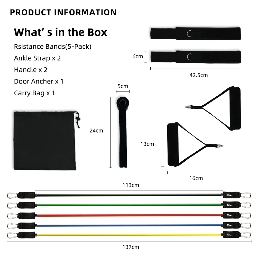 GEDENG 11Pcs Set Muscle Strength Training Resistance Band 11 Piece Resistance Bands