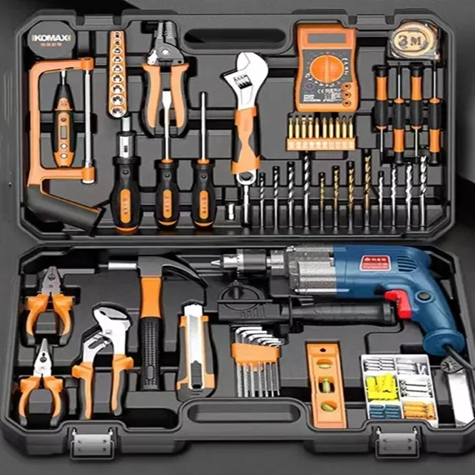 Household electric drill electric hand tool set hardware electrician maintenance multi-functional toolbox set carpentry