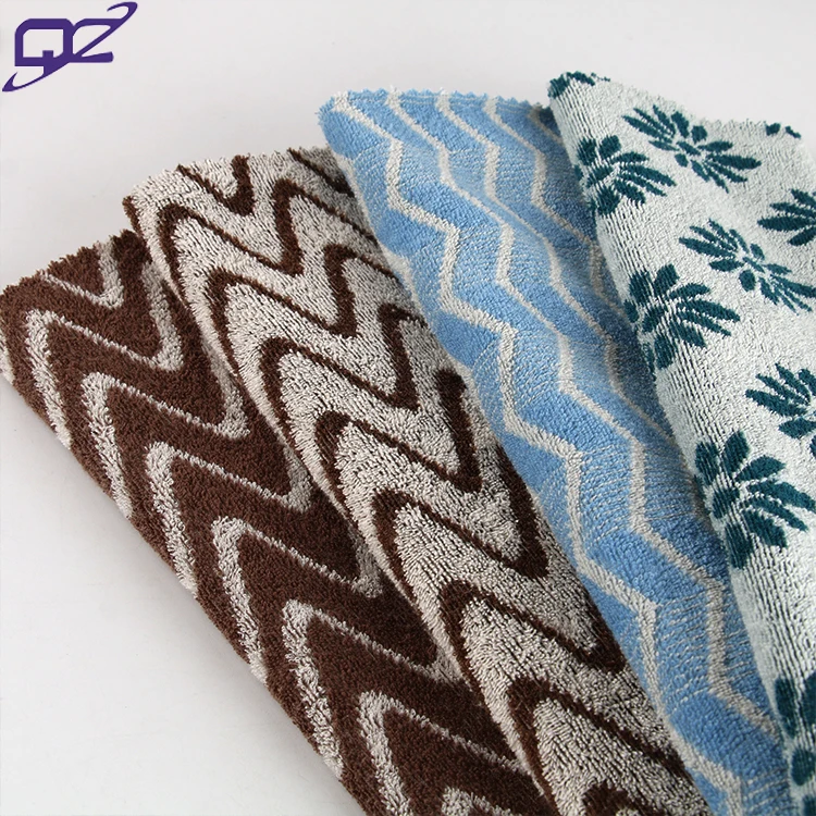 OEM wicking anti bacteria flower stretch organic 80 cotton 20 polyester jacquard french terry towel fabric for clothing