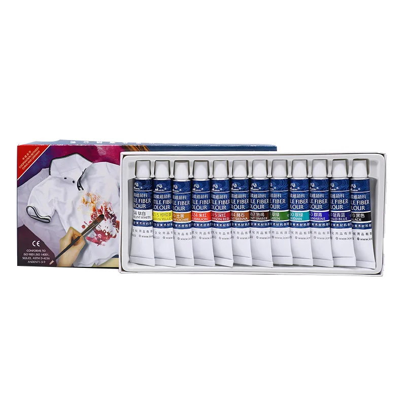 Madisi Wholesale Professionals Non-toxic Portable 12 Color 12 Ml Acrylic Fabric Paint Set