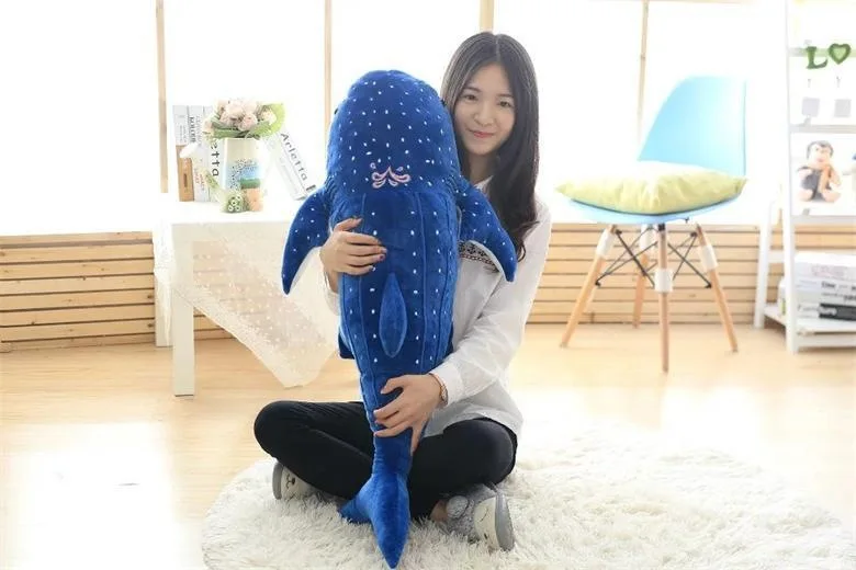 Simulated Marine animal blue whale shark plush toy whale shark action figure pillow cloth doll warm hand pillow