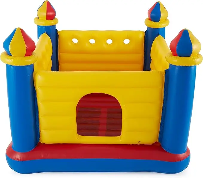 Inflatable  Castle Bounce House, Kids Indoor Outdoor Play Center with Crawl-Thru Door for Ages 3 to 6 Years, Multicolor