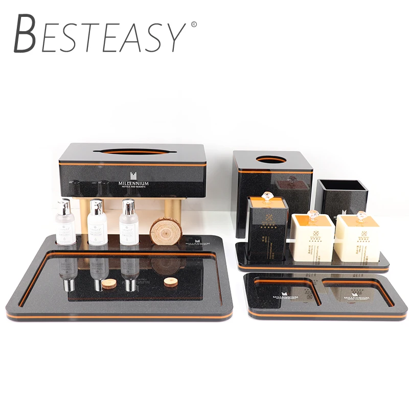 Luxury custom bathroom tray cup mat hotel acrylic coaster holder square