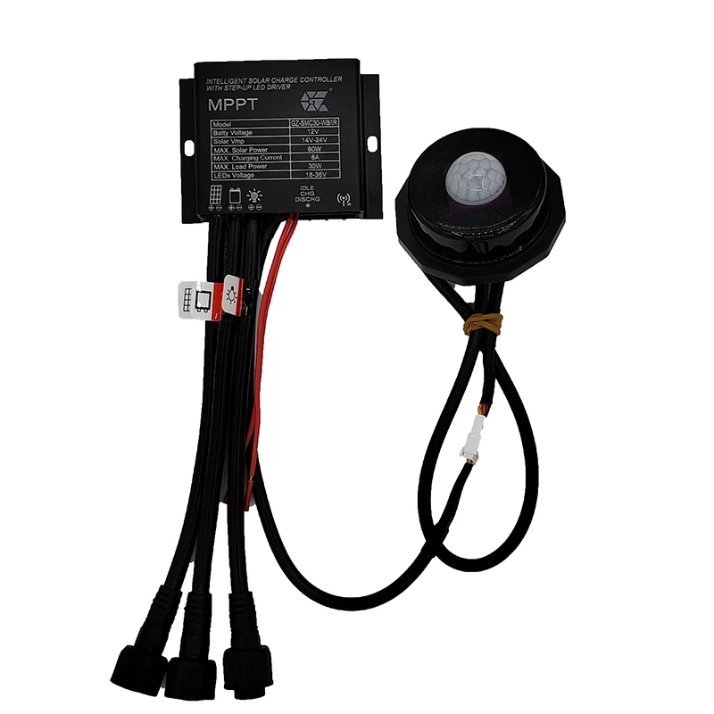 Solar Dedicated Controller Outdoor Auto DC 12V Street Light Battery Charging Small MPPT Solar Charge Controller with IR Sensor