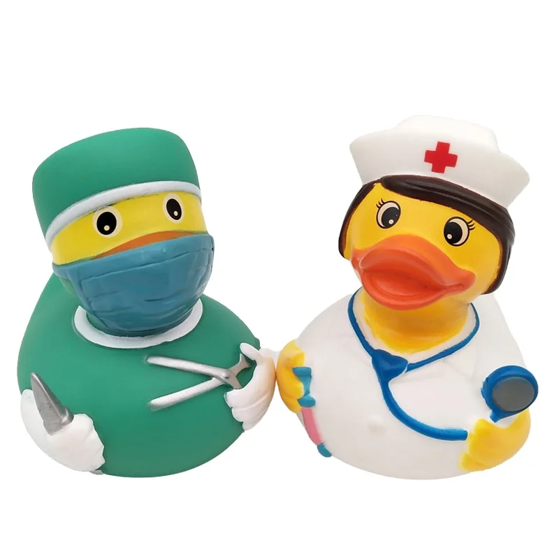Factory Supply Cute Baby Bulk Yellow Vinyl Rubber Doctor Nurse Duck Squeaky Ducky Bath water Toys
