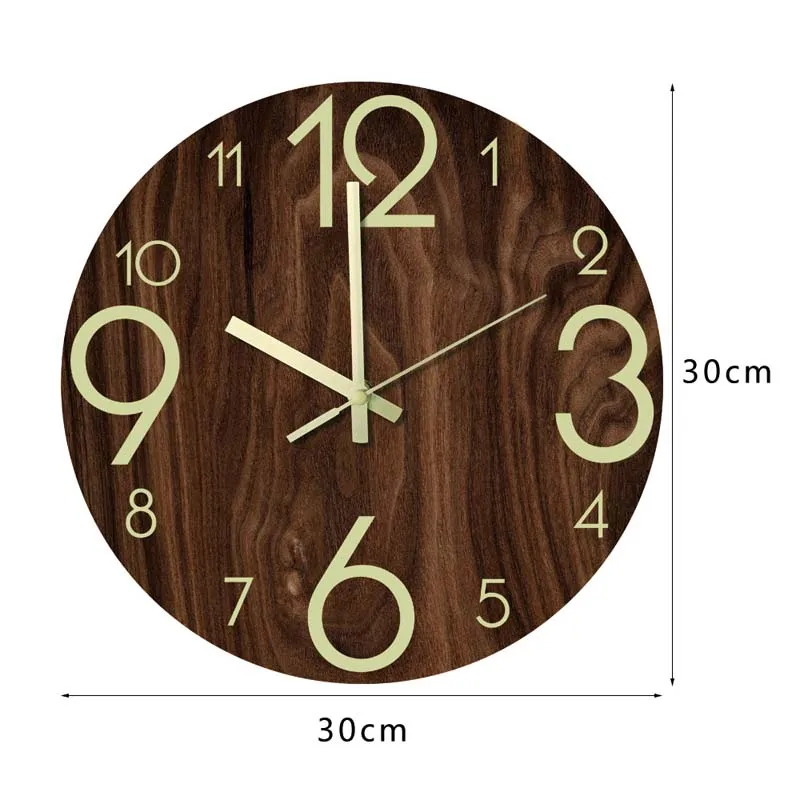 Cross-border luminous wall clock digital pointer living room bedroom green light clock mute movement decorative wall sticker