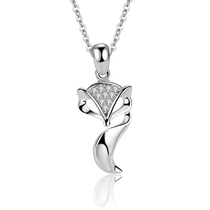 
2020 cute hot fashion fox personalized 925 sterling silver necklace animals pendant for women 