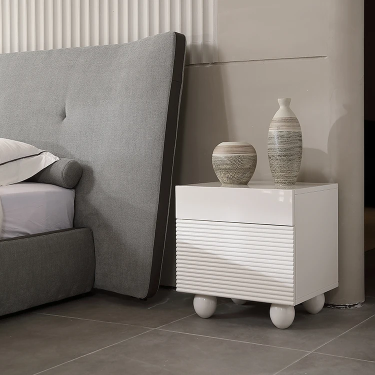 high quality bedroom furniture luxury high headboard grey fabric bed latest designer modern double bed