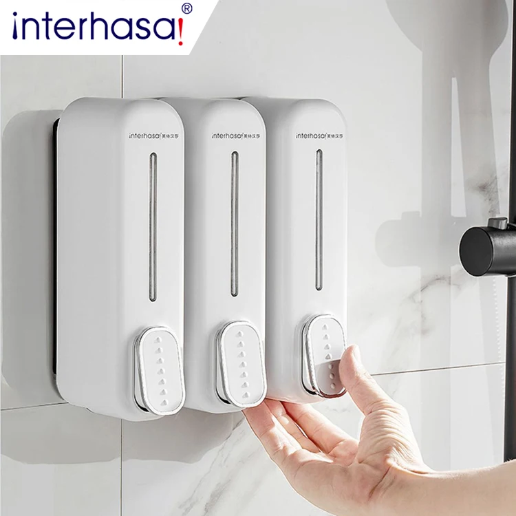 OEM bathroom 300ml shampoo dispenser white refillable shampoo and conditioner dispenser pump white