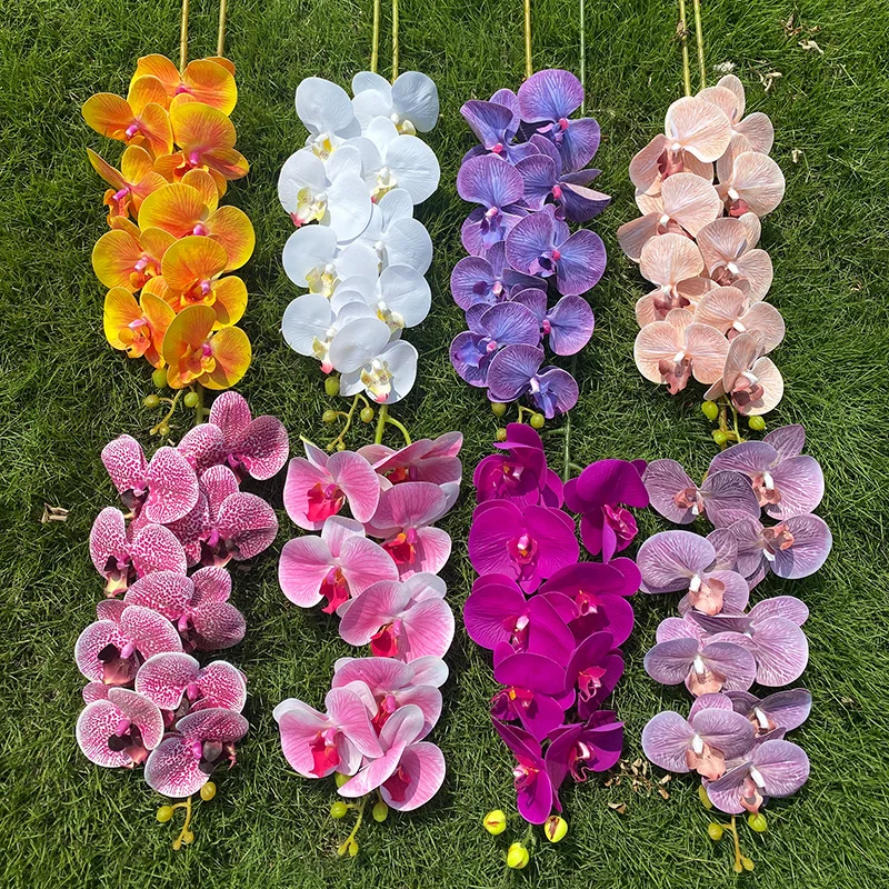 CAWELL Wholesale White Pink Real Touch 3D Orquideas Latex Cymbidium Flowers Artificial Orchid Cymbidium Phalaenopsis Flower