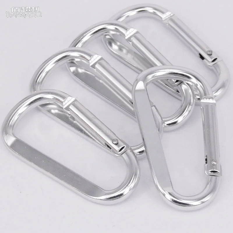 Baichaoli Высокое качество 8 # Тип D пресс плоский алюминиевый сплав пружинный крючок Брелок серебристый карабин
