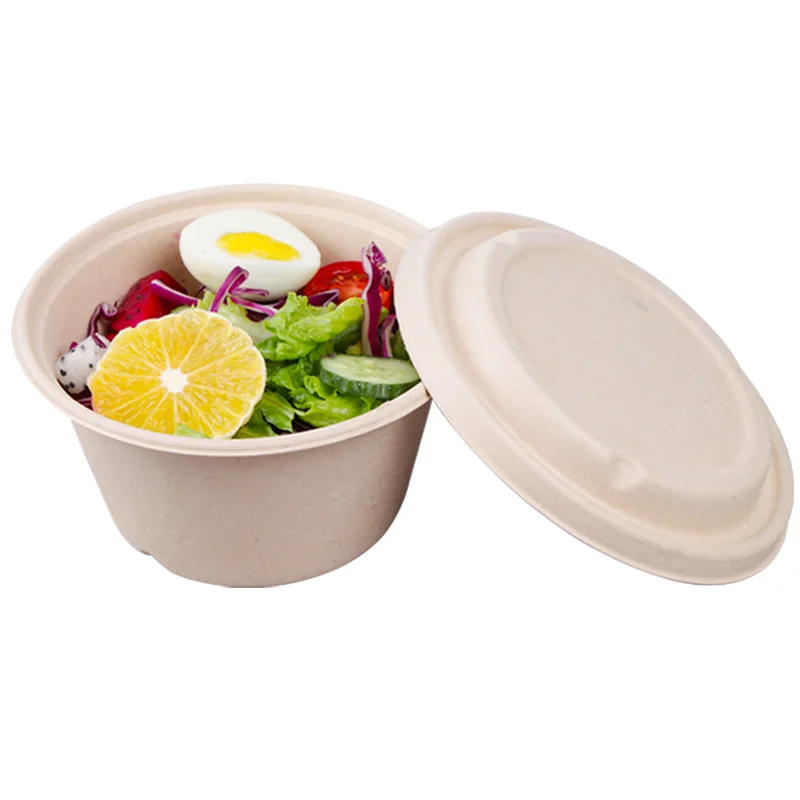 Disposable customized tableware pulp paper food container takeaway bowl 300ml 450ml 750ml 1000ml