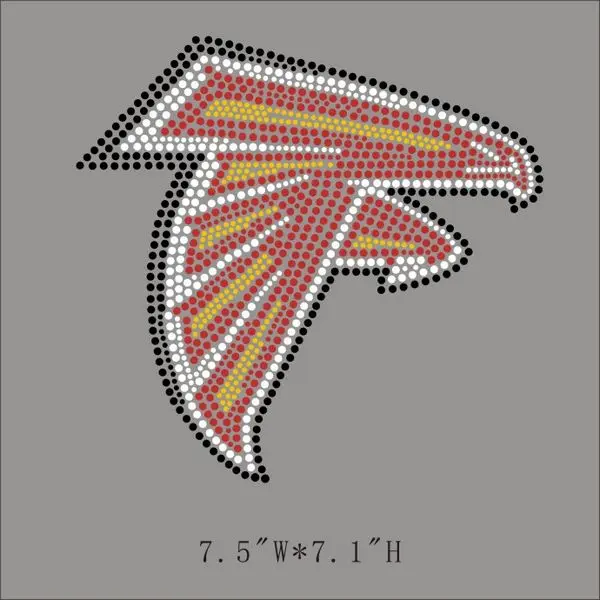 Custom  Rhinestone Heel Atlanta Falcons Logo Heat Transfer Designs Motif Iron On Hotfix Rhinestone Transfer Design For T-shirt