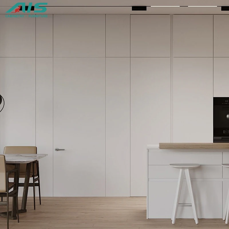 Ais European Modular Assembly Frame Luxury Style White Luxury Bright Recessed Kitchen Cabinets On Island