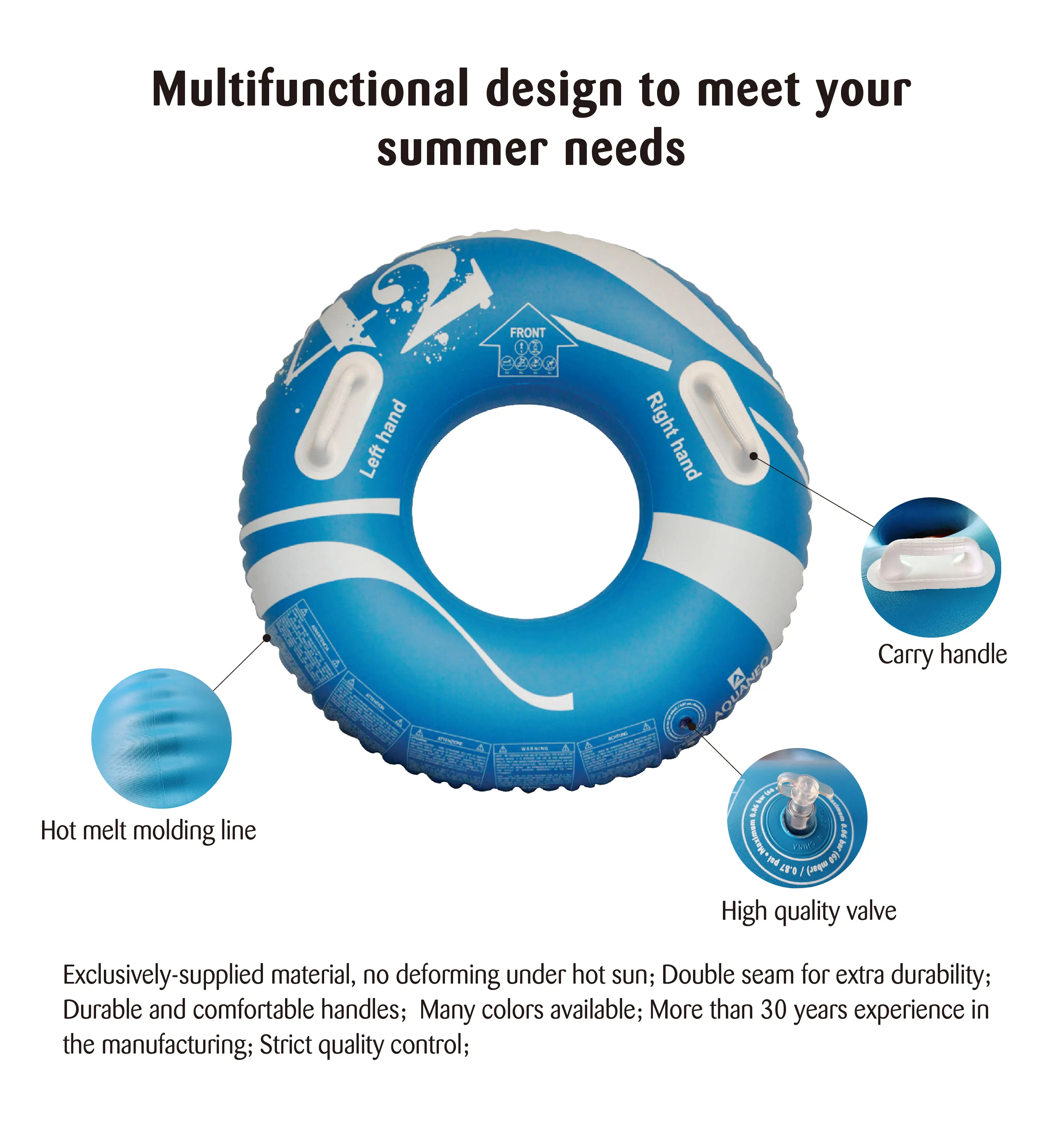 Water Park tube heavy duty inflatable tube river floating tube with handles for water park