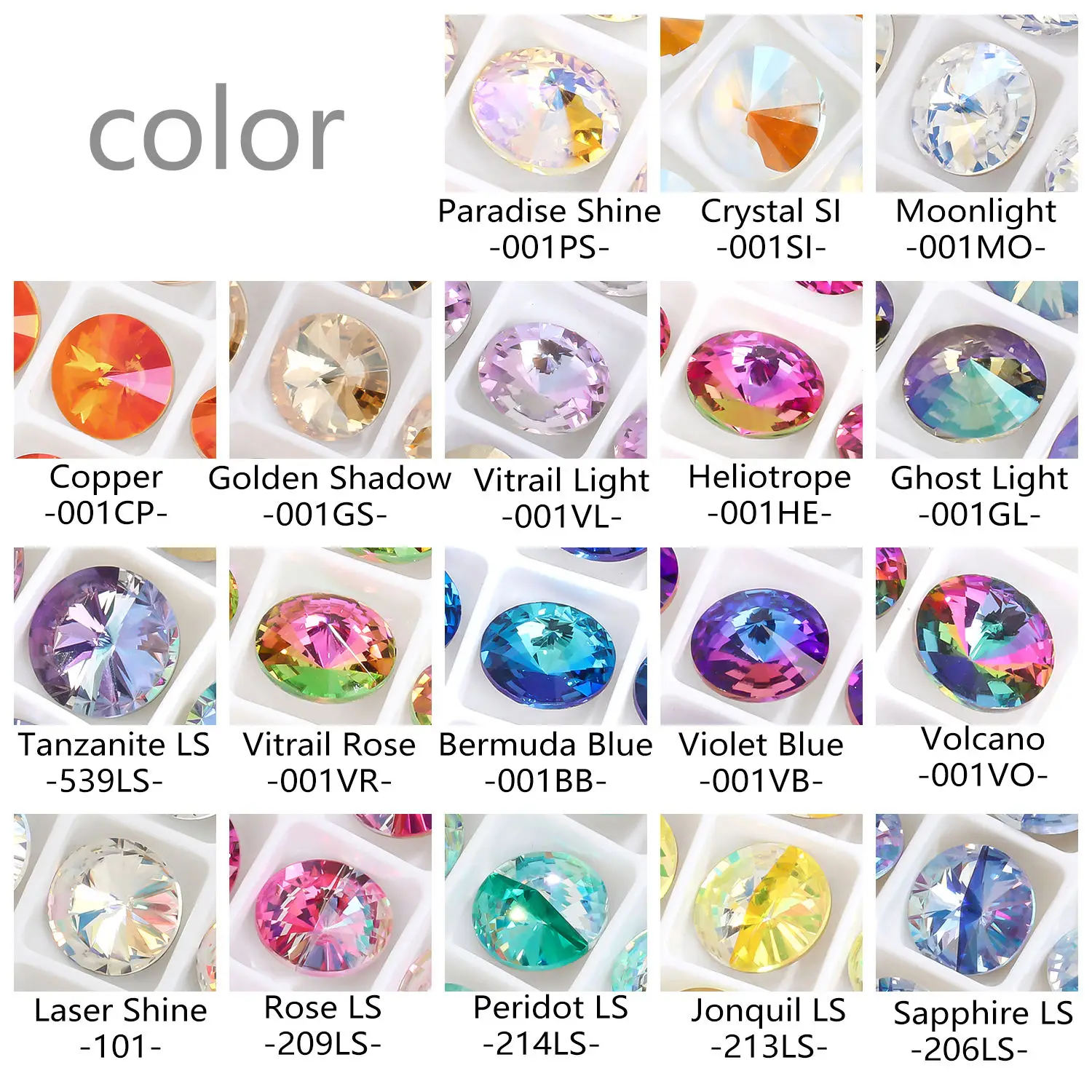 AW K9 Glass laser color  Rivoli Satellite Point Back Stones  high quality  DIY necklace crystal brilliant Garment accessories