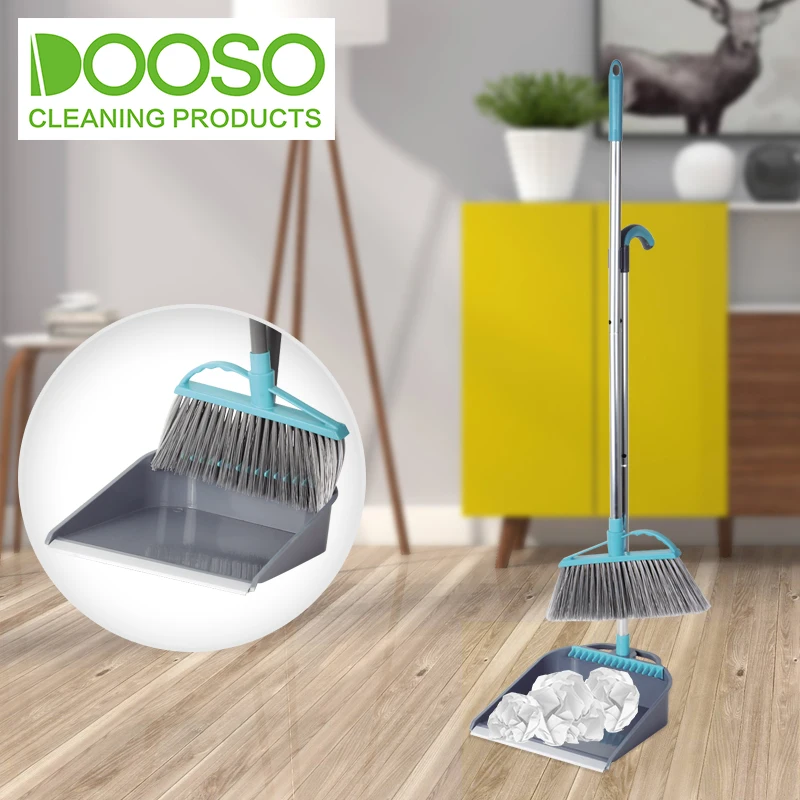 Modern Broom and Dustpan Set Heavy Duty for Home with Long Adjustable Handle Broom with Dust Pan