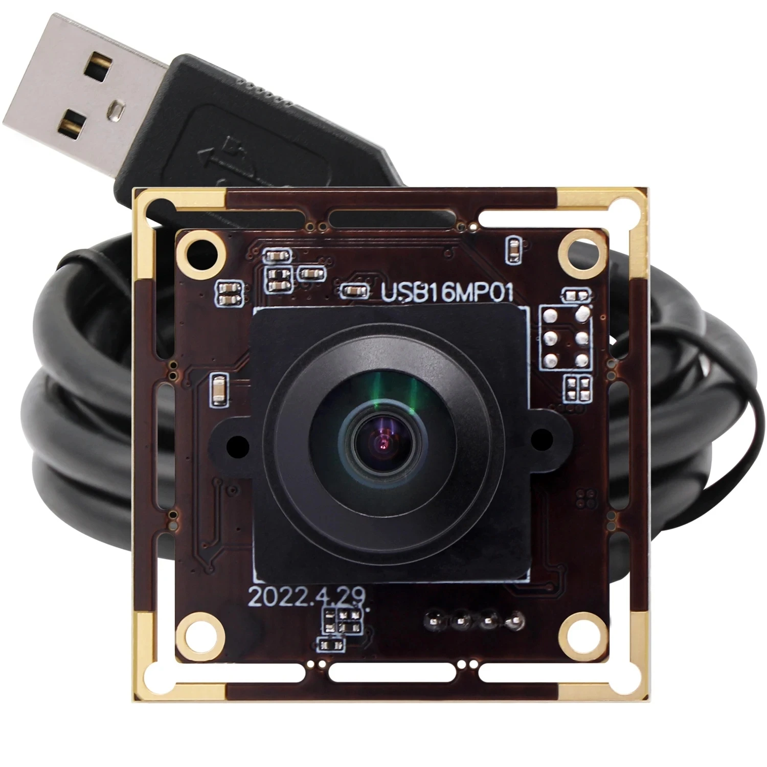 ELP 16MP 180 Degree Fisheye Lens Wide Angle IMX298 Security Industrial USB Camera Module Webcam For Robot ATM Kiosk Machines