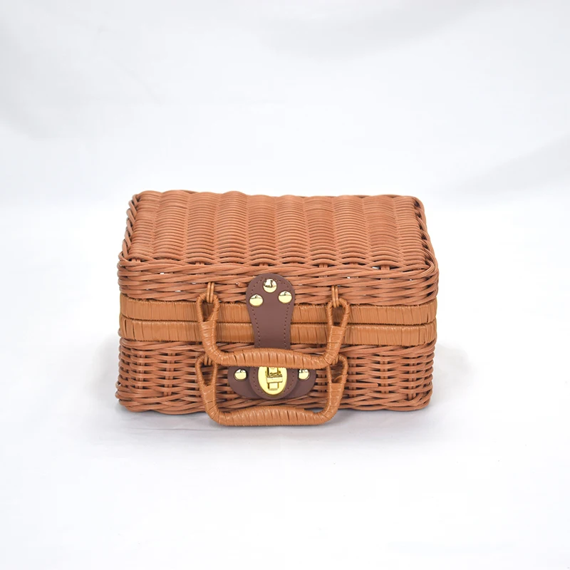 New products best selling rattan case retro portable storage box rattan woven storage box