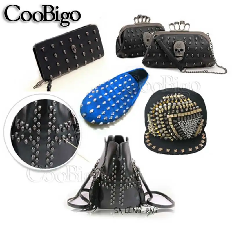 100sets/Pack Metal Spike Studs Rivets Vintage Rivet Leather Bag Belt Bracelet Shoes Garment Sewing DIY Accessories Pirate Skull